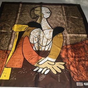 Vtg Picasso Silk Scarf by Jean Player 34”